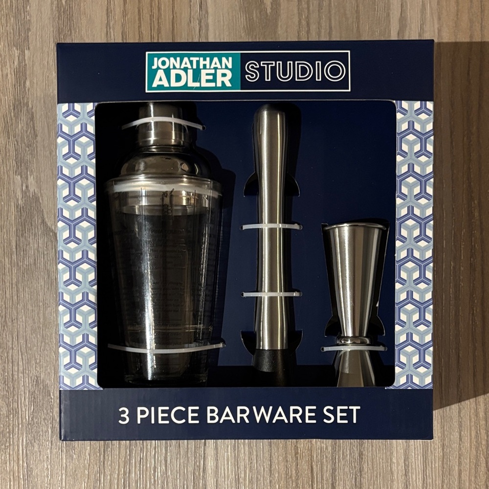 Jonathan Adler Studio Silver and Black Barware Set